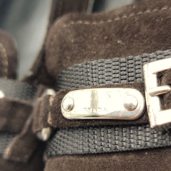 Prada Suede Chocolate Brown Kitten Heels Size 41/11 S1251 - Picture 7 of 8